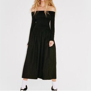 ZARA Elegant Black Off-Shoulder Dress
